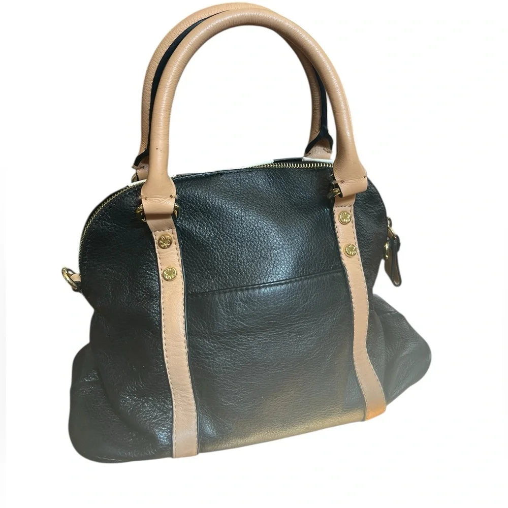 Emma Fox Two-Tone Black and White satchel bag with zipper medium size no strap - Picture 2 of 6
